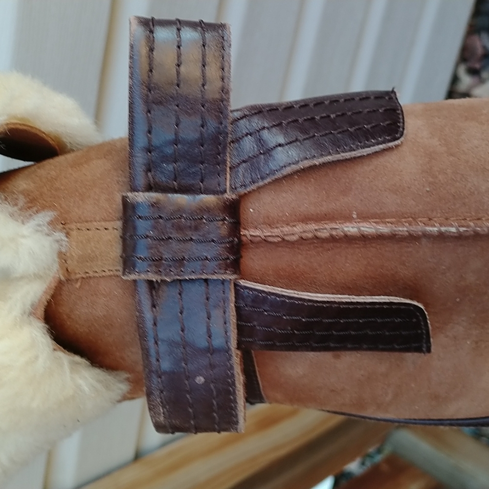 UGG Tall Chestnut Suede Boot with Shearling Cuff - Picture 9 of 12